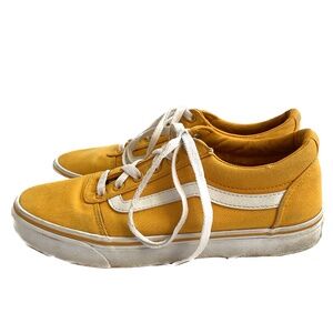 Vans Old Skool Shoes Sneakers Sz 8.5 Yellow White Canvas Suede Skate Runners